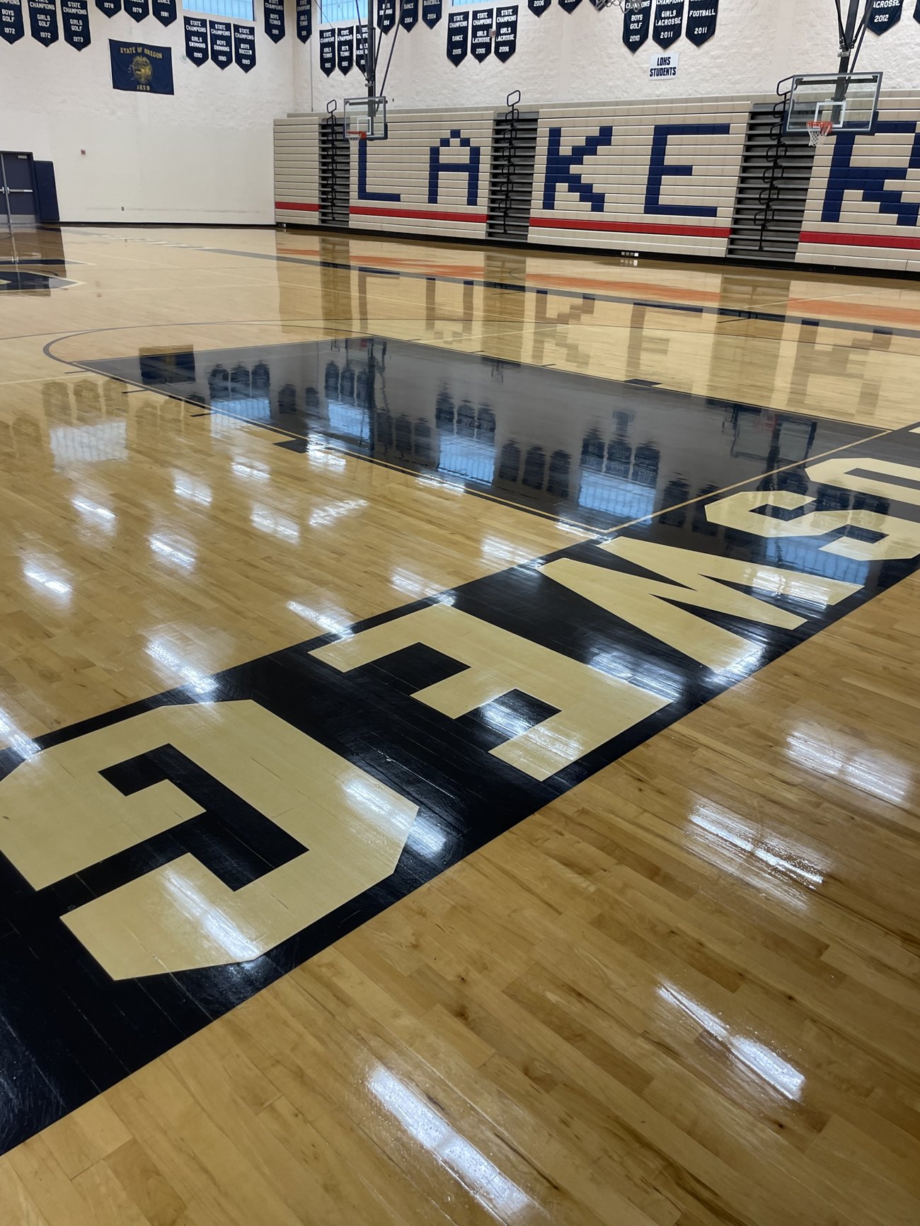 Refinished Lake Oswego gym court